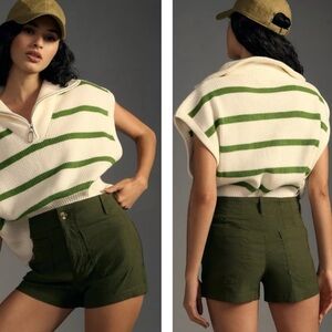 NWT Anthropologie Maeve The Colette Short In Holly Green Color High Rise SZ 25